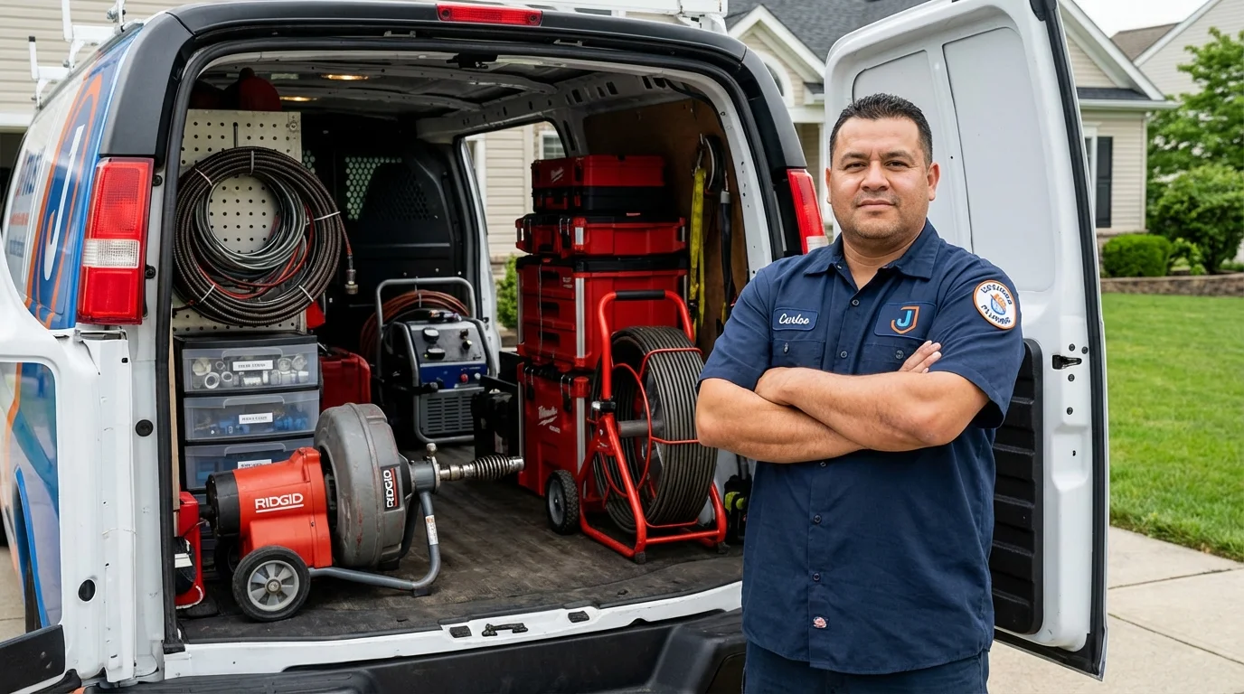 Professional drain cleaning equipment and Johns Plumbing LLC plumber in Warrenton