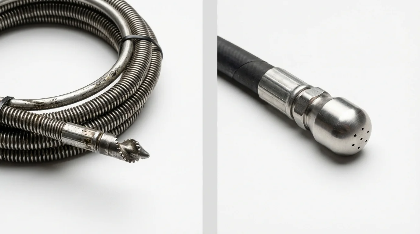 Drain snake cable and hydro jetting nozzle used for drain cleaning in Warrenton, VA